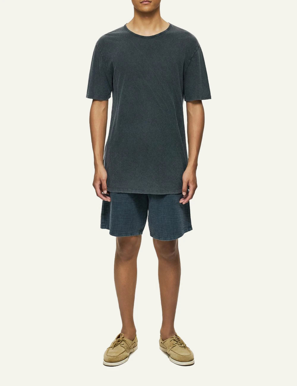 Dirty Laundry andriko charcoal linen blend t-shirt front full body view