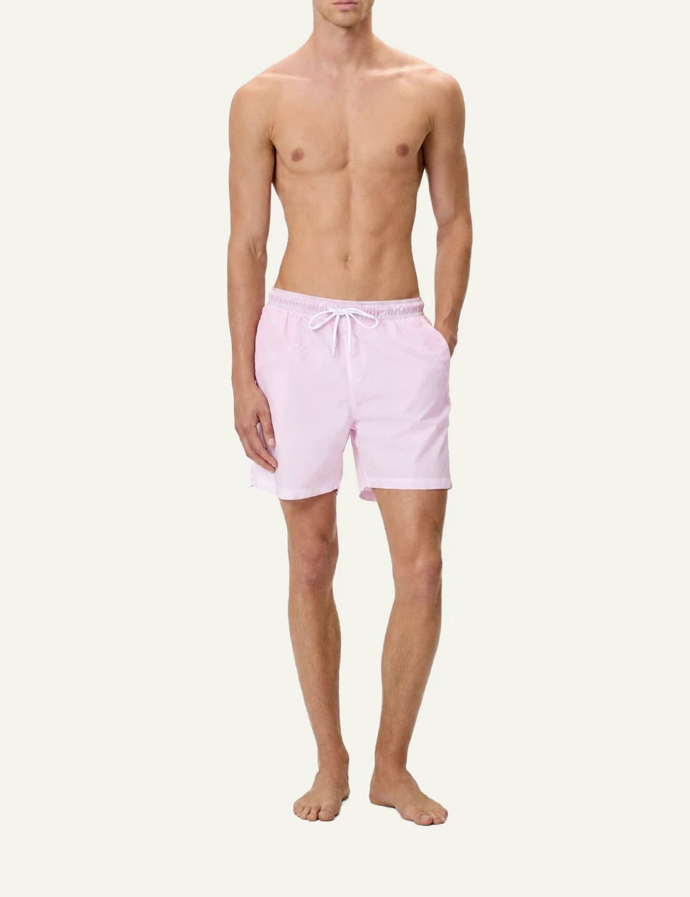 Dirty Laundry andriko pastel pink swim shorts front full body view