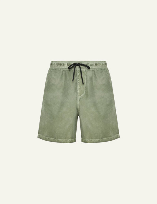 Dirty Laundry andriko olive vintage swim shorts front view
