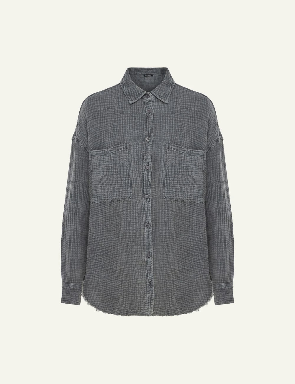 Dirty Laundry anthracite textured shirt with double pockets and relaxed fit front view