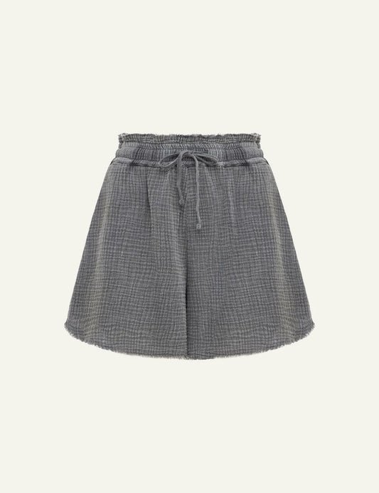 Dirty Laundry gkri waffle shorts with drawstring waist front view