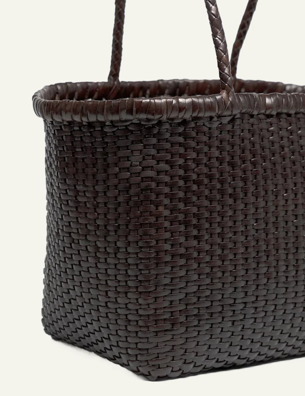 Dragon Diffusion B Weave Small dark brown woven leather basket bag side view