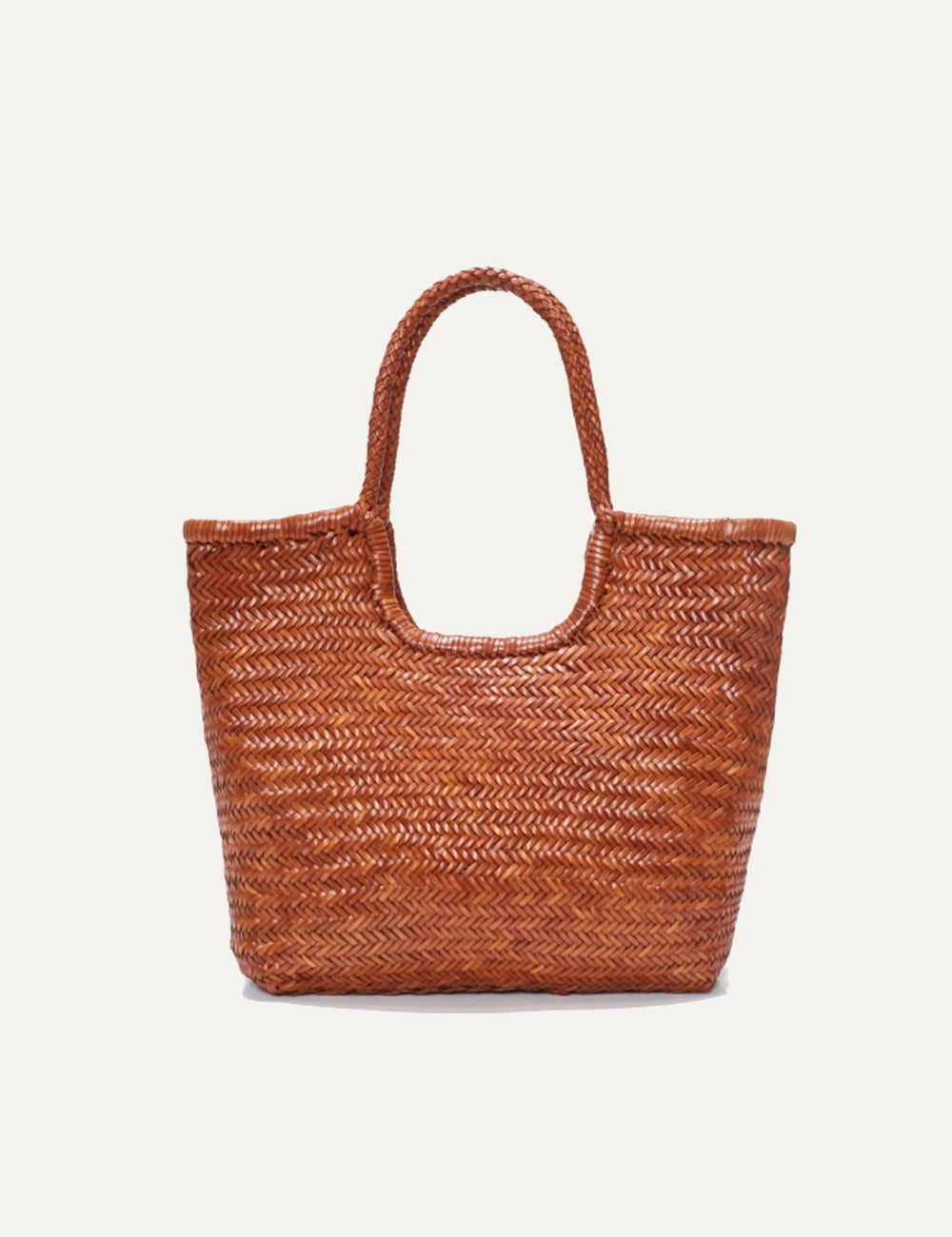 Dragon Diffusion NS Diagonal Triple Jump tan woven leather shoulder bag front view