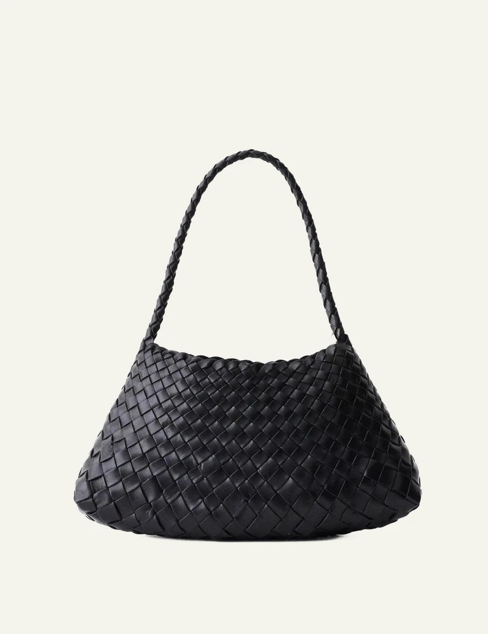 Dragon Diffusion Rosanna black woven leather baguette bag front view