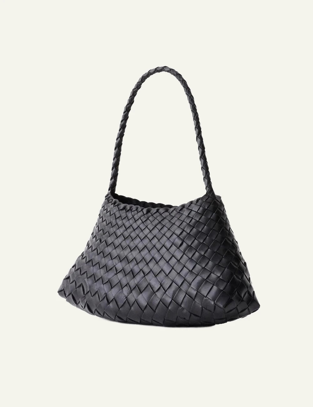 Dragon Diffusion Rosanna black woven leather baguette bag side view