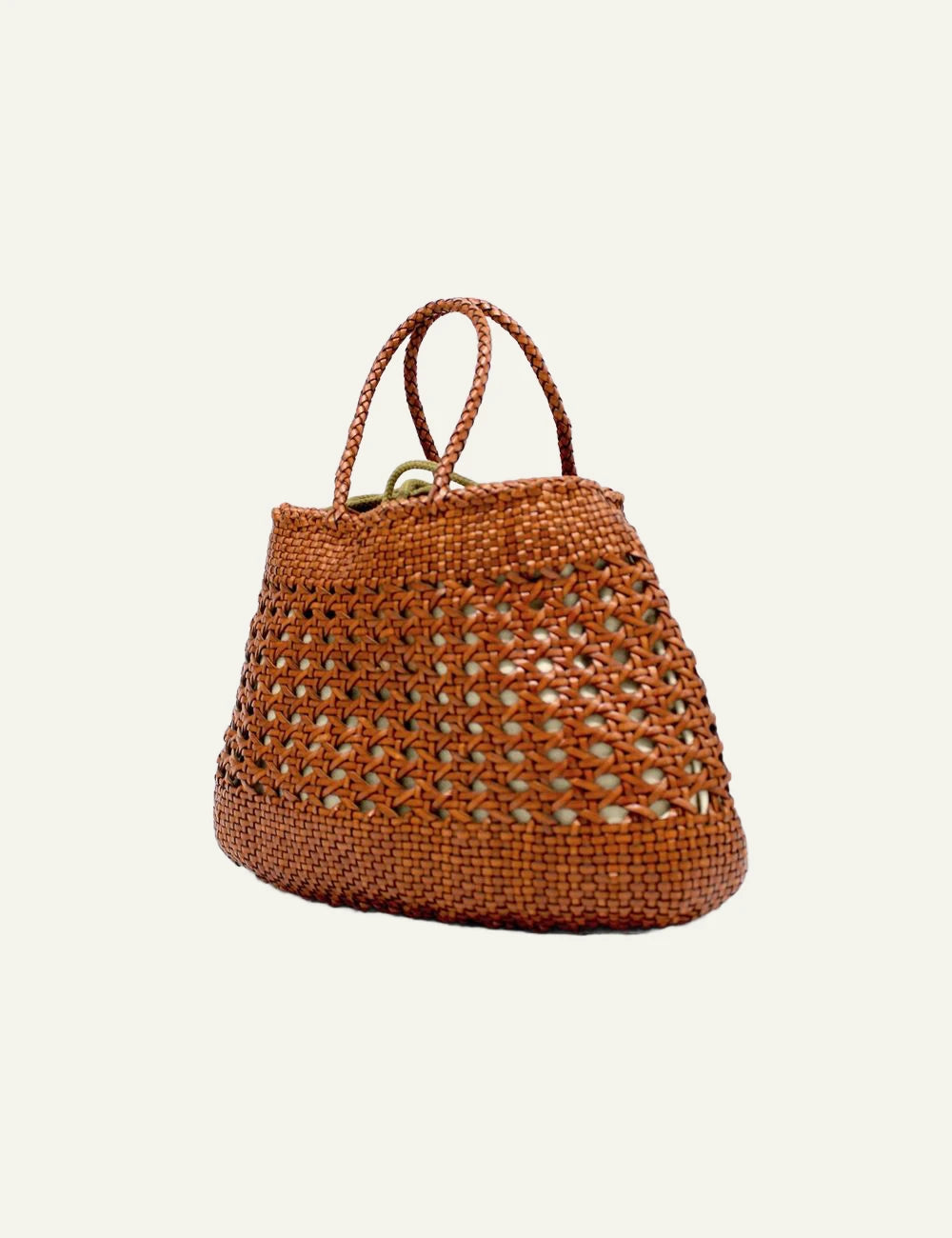 Dragon Diffusion Santa Cano woven leather handbag in tan angled