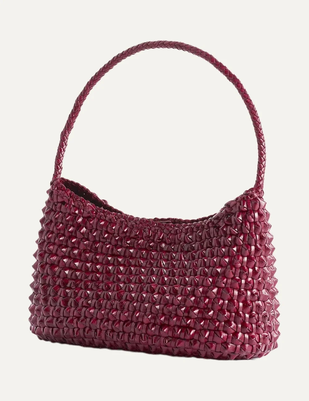 Dragon Diffusion women Basil Cactus bordo handwoven buffalo leather shoulder bag side view