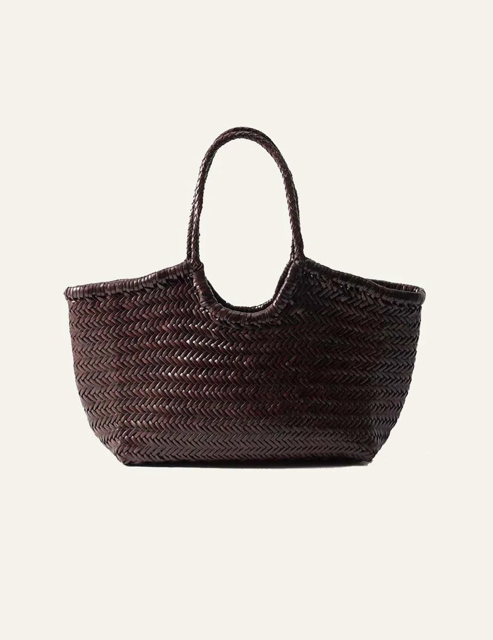 Dragon Diffusion women Nantucket Optical dark brown handwoven buffalo calf leather shoulder bag front view