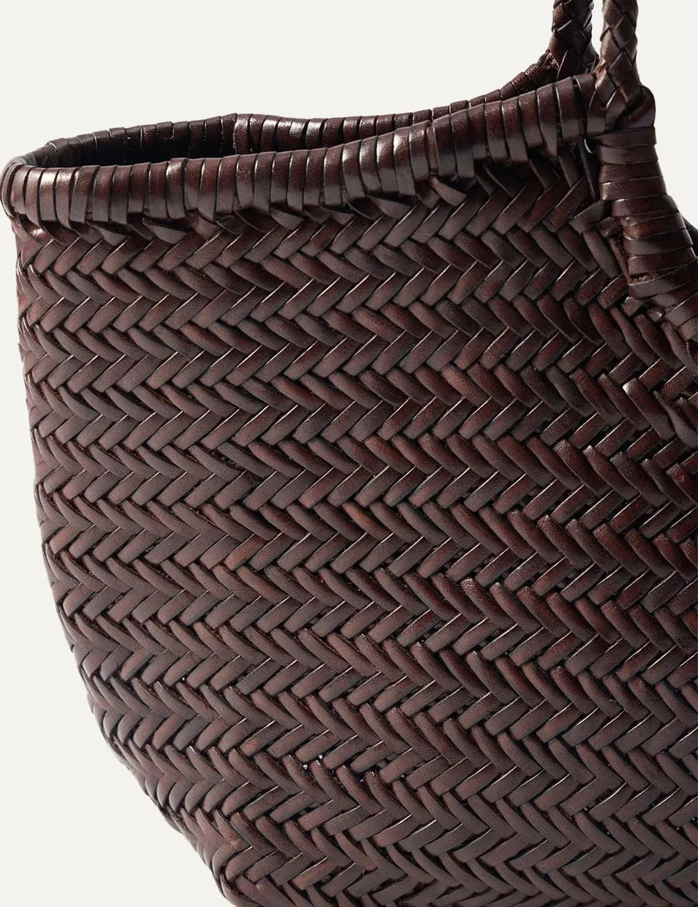 Dragon Diffusion women Nantucket Optical dark brown handwoven buffalo calf leather shoulder bag half close up view