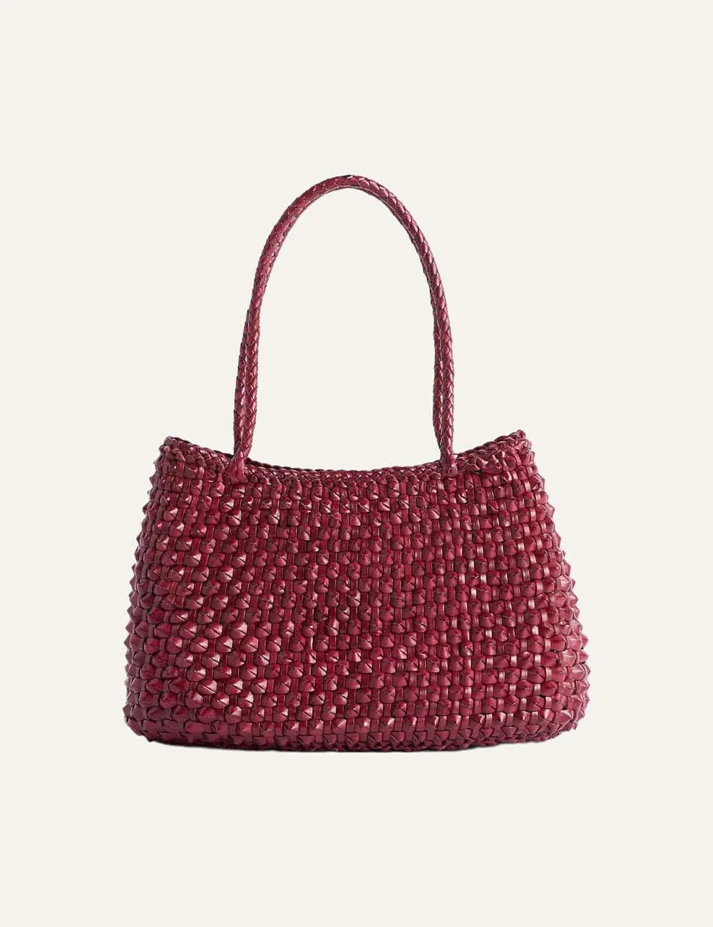 Dragon Diffusion women S.Croce Cactus bordo handwoven buffalo leather shoulder bag front view