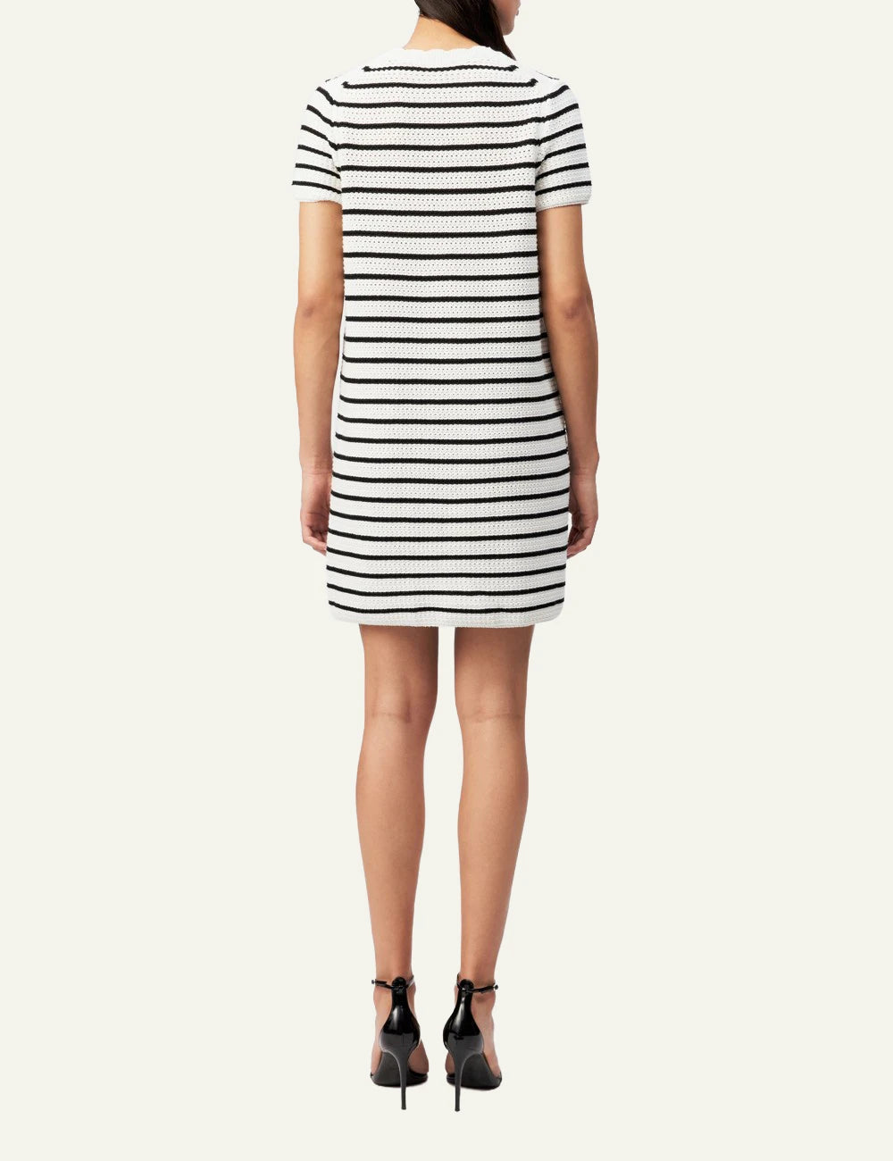 Drykorn Aiula knit mini dress black white stripes back FLAT VIEW