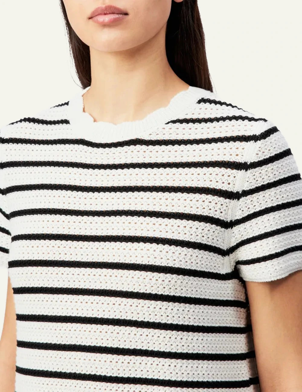 Drykorn Aiula knit mini dress black white stripes front detail VIEW