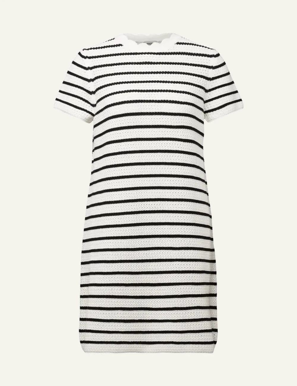 Drykorn Aiula knit mini dress black white stripes front FLAT VIEW