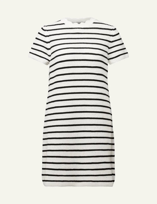 Drykorn Aiula knit mini dress black white stripes front FLAT VIEW