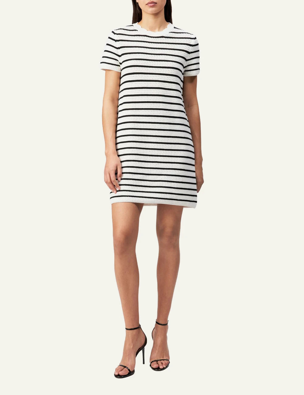 Drykorn Aiula knit mini dress black white stripes front model VIEW