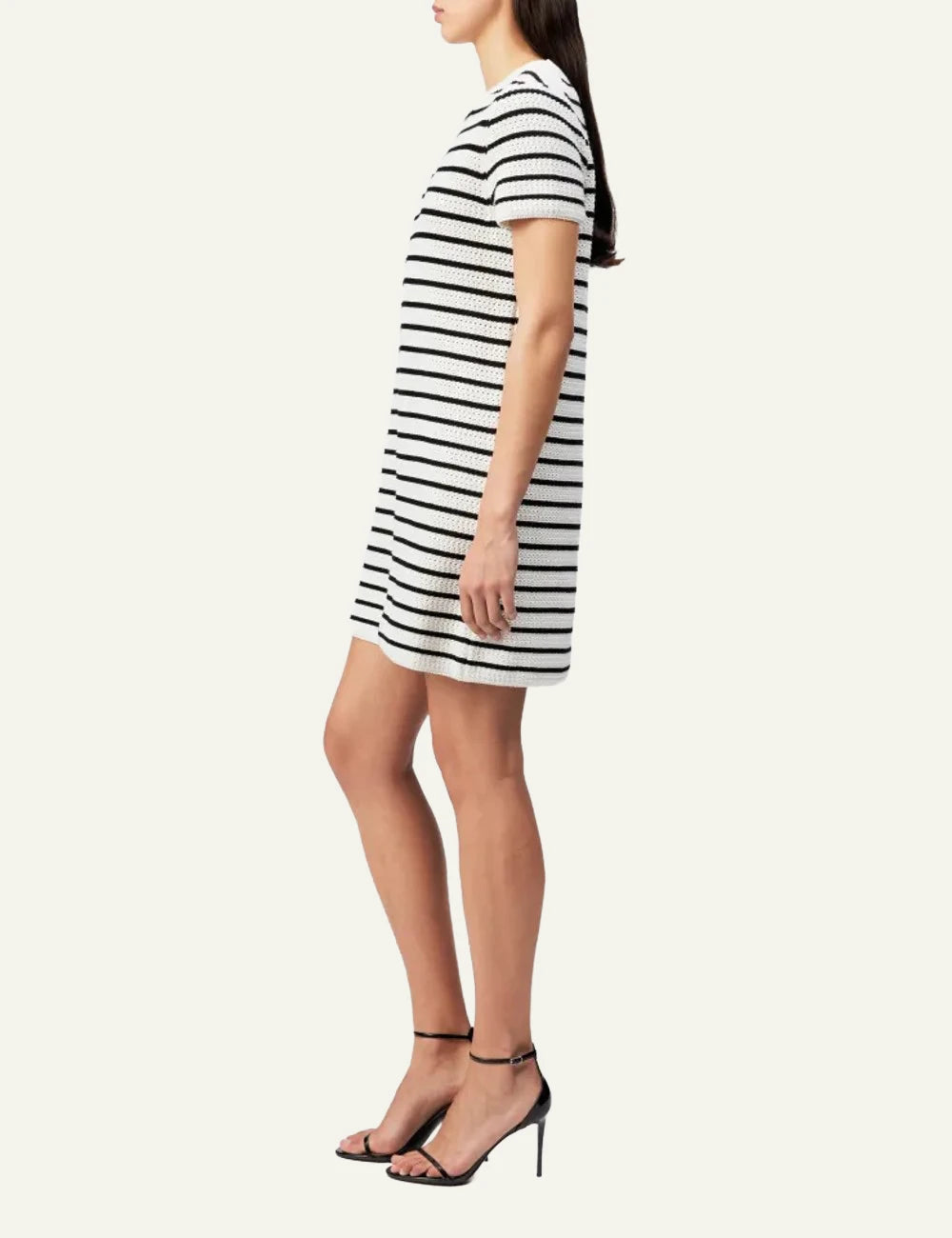 Drykorn Aiula knit mini dress black white stripes side FLAT VIEW