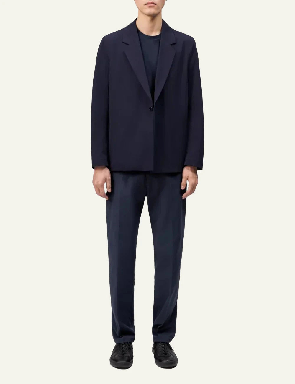 Drykorn AJEND RGLR SK tailored pants navy tapered regular fit front full body view