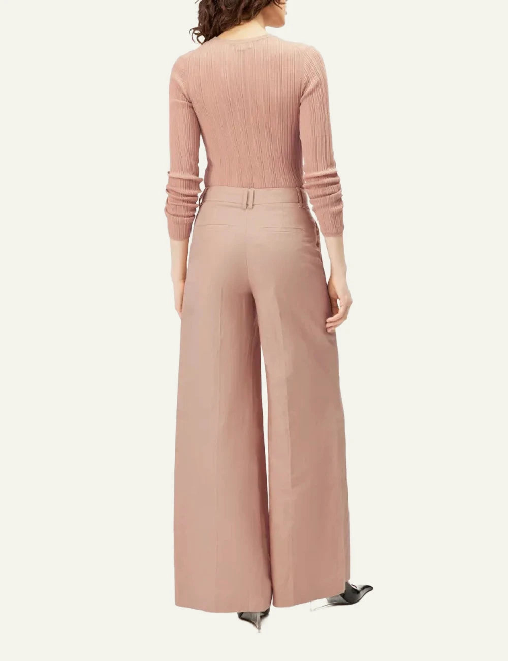 Drykorn Aquite trousers beige wide leg Marlene mid waist back view