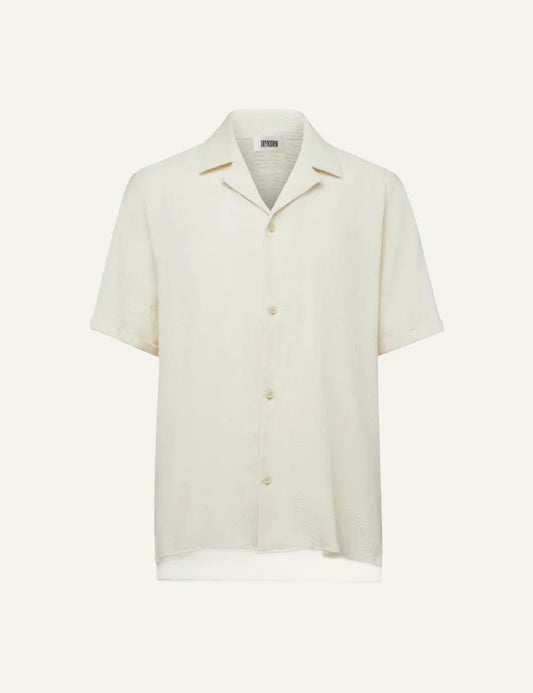 Drykorn Bijan 2 shirt cream jacquard short sleeve front flat view
