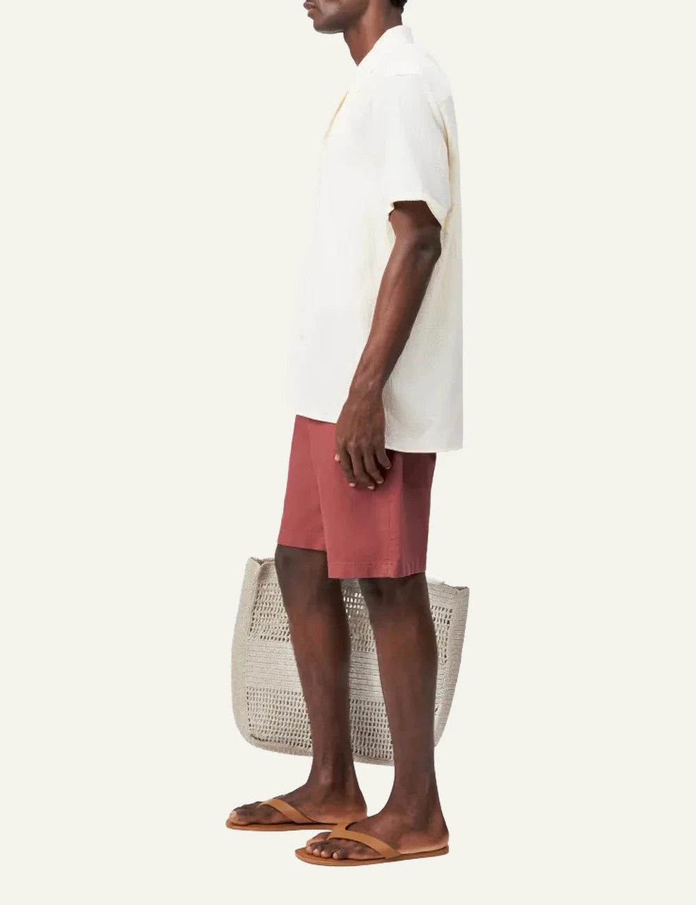 Drykorn Bijan 2 shirt cream jacquard short sleeve side view