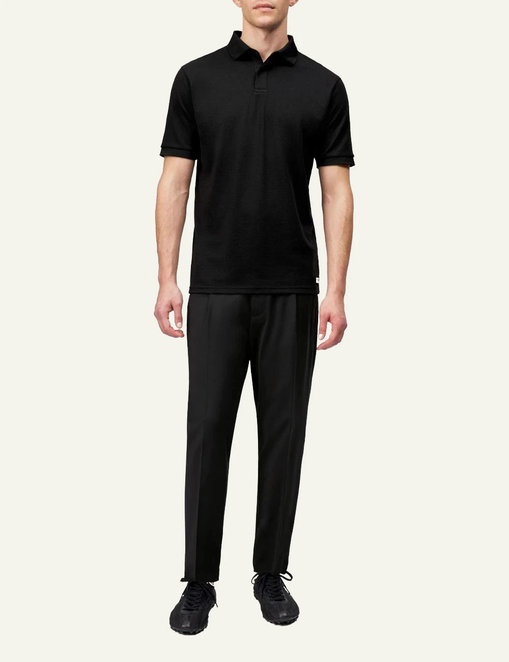 Drykorn CHASY tailored pants black tapered cropped front full body view