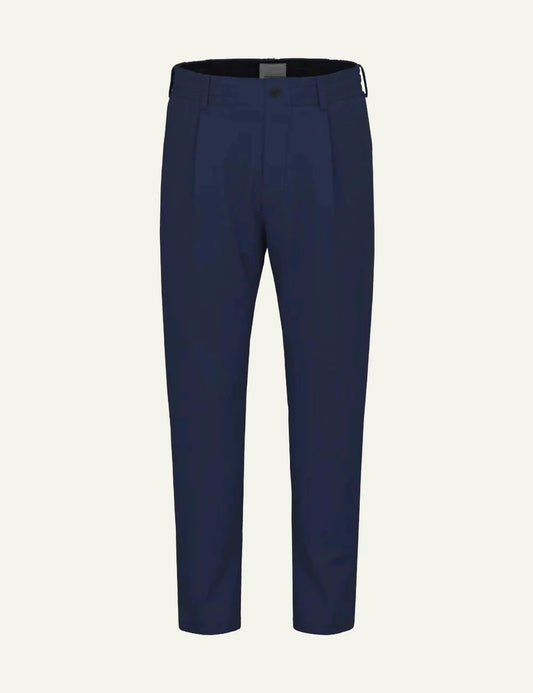 Drykorn CHASY tailored pants navy blue tapered cropped front flat view