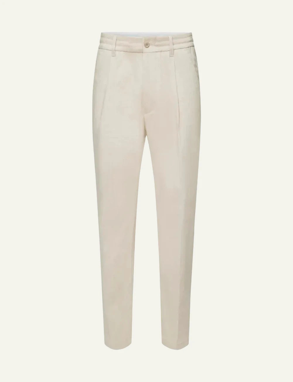 Drykorn CHASY trousers beige tapered cropped mid waist tailored front flat view