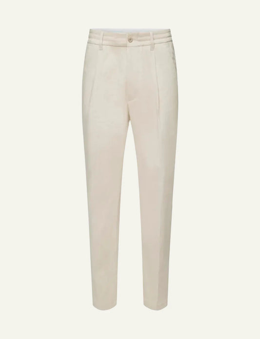 Drykorn CHASY trousers beige tapered cropped mid waist tailored front flat view