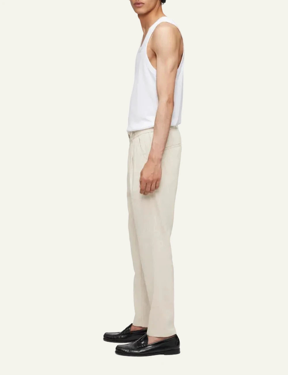 Drykorn CHASY trousers beige tapered cropped mid waist tailored side view
