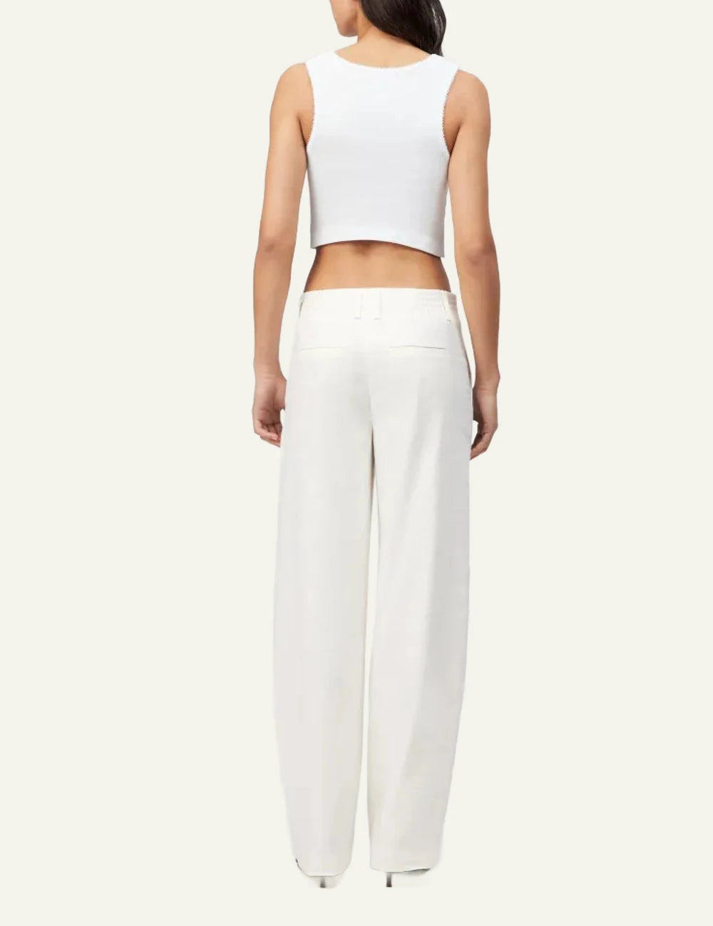 Drykorn Dutiful trousers off white barrel leg O shape mid waist back view