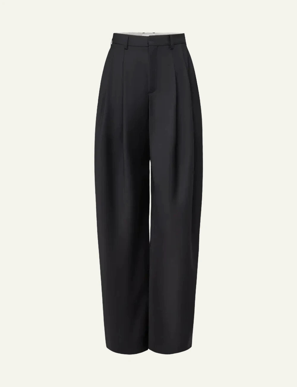 Drykorn ELICIT trousers black pleated wide O-shape high waist front flat view