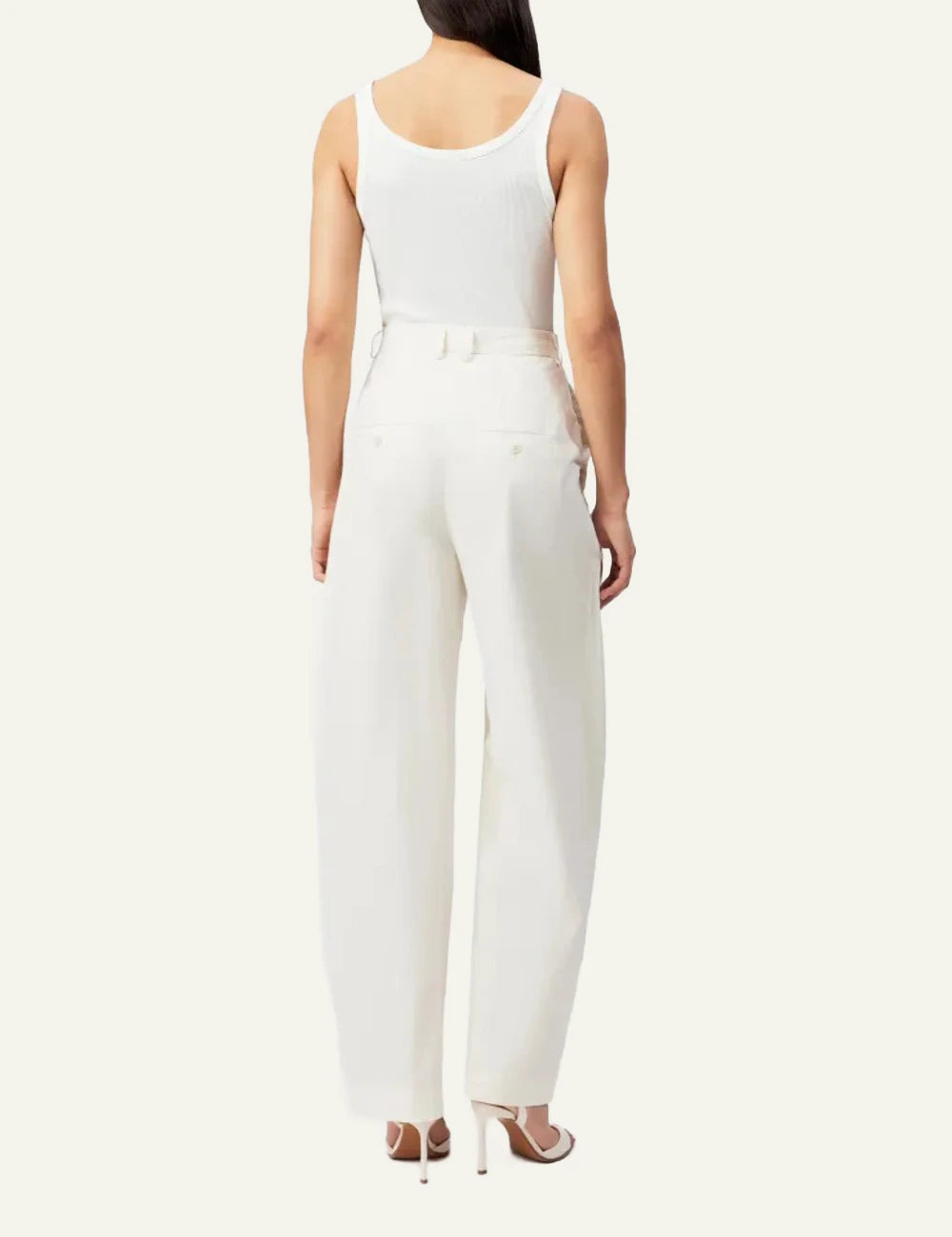 Drykorn ELICIT trousers off white pleated wide O-shape high waist back view