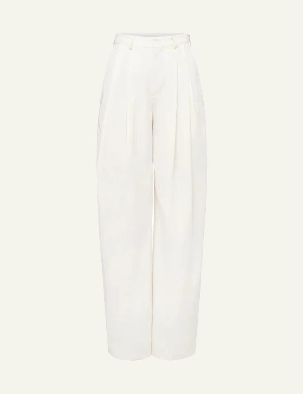 Drykorn ELICIT trousers off white pleated wide O-shape high waist front flat view