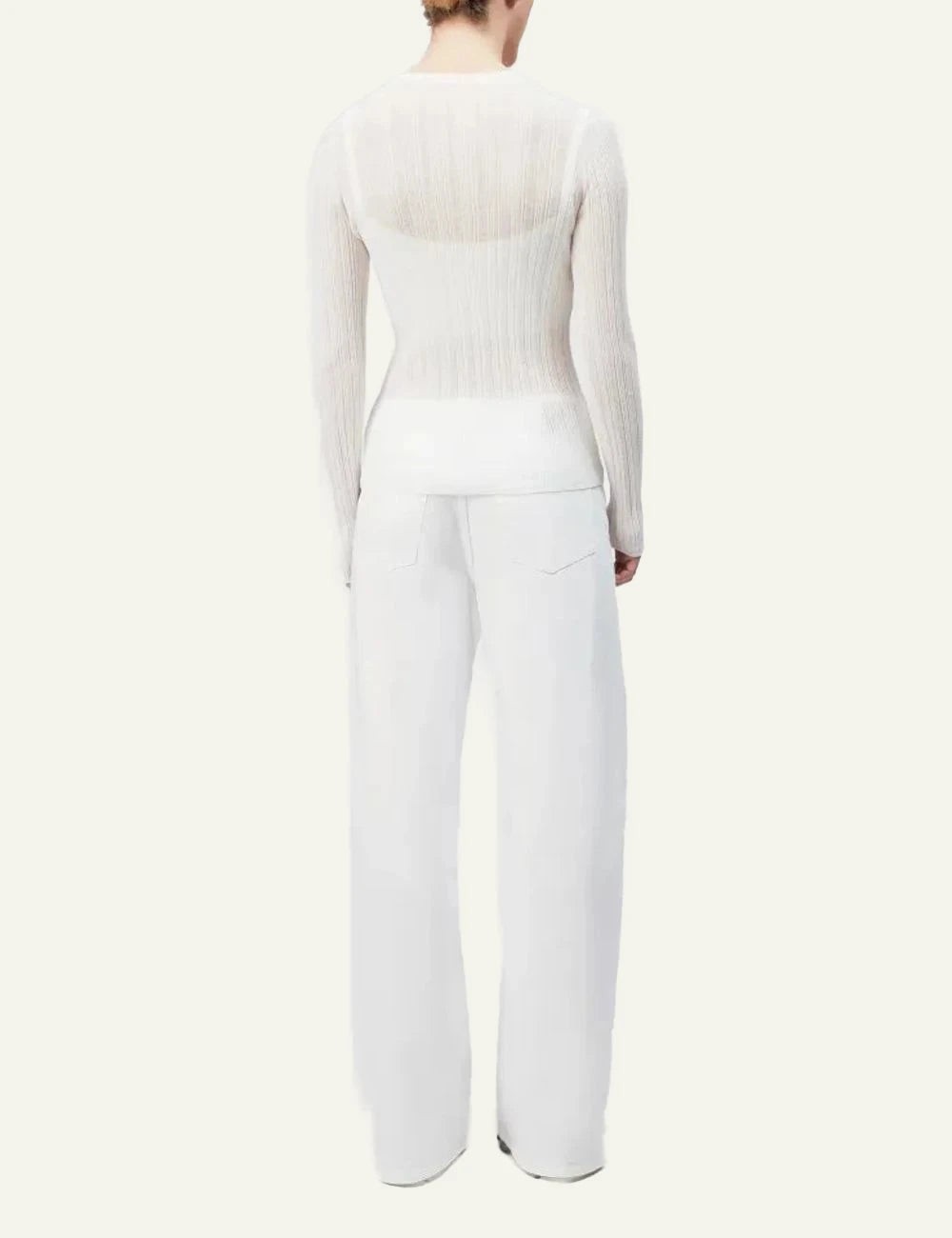 Drykorn ERMA knit top off white long sleeve slim fit back view