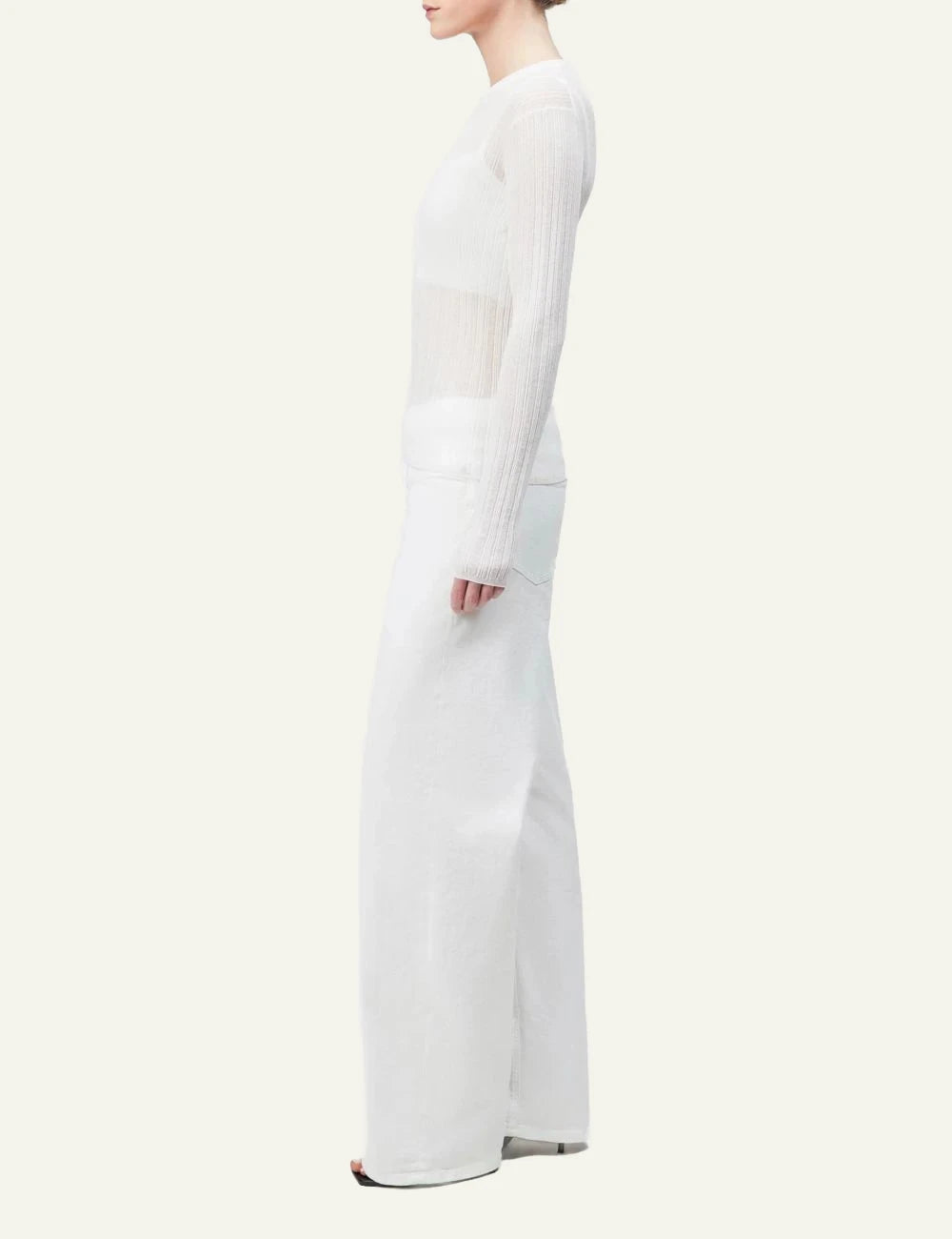 Drykorn ERMA knit top off white long sleeve slim fit side view