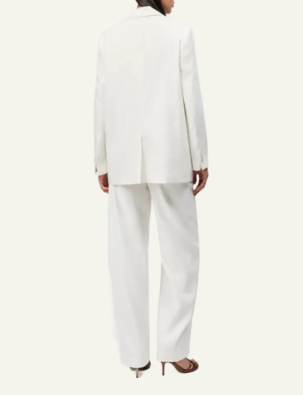 Drykorn GLENDALE blazer off white linen viscose relaxed boyfriend single breasted back view