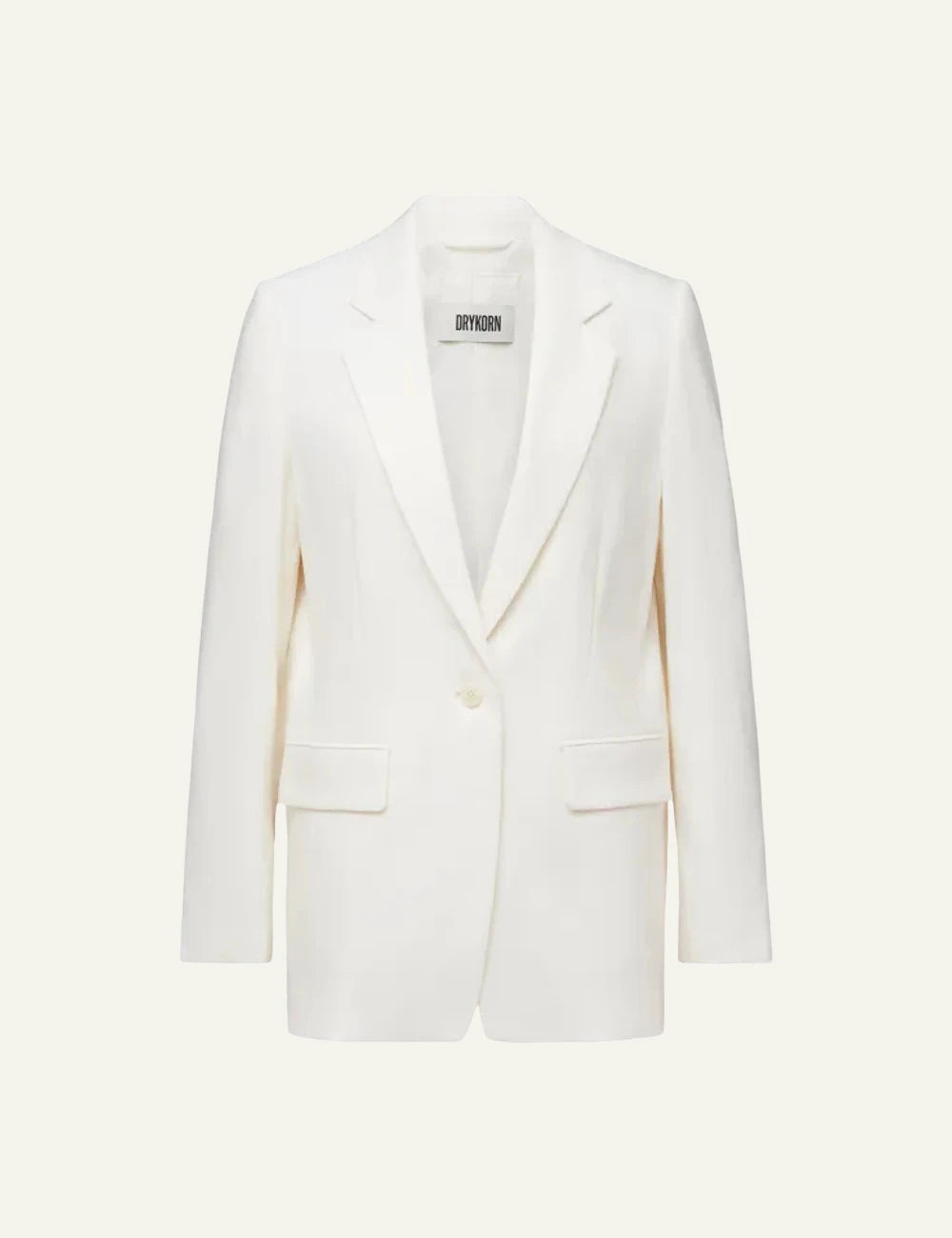 Drykorn GLENDALE blazer off white linen viscose relaxed boyfriend single breasted front flat view