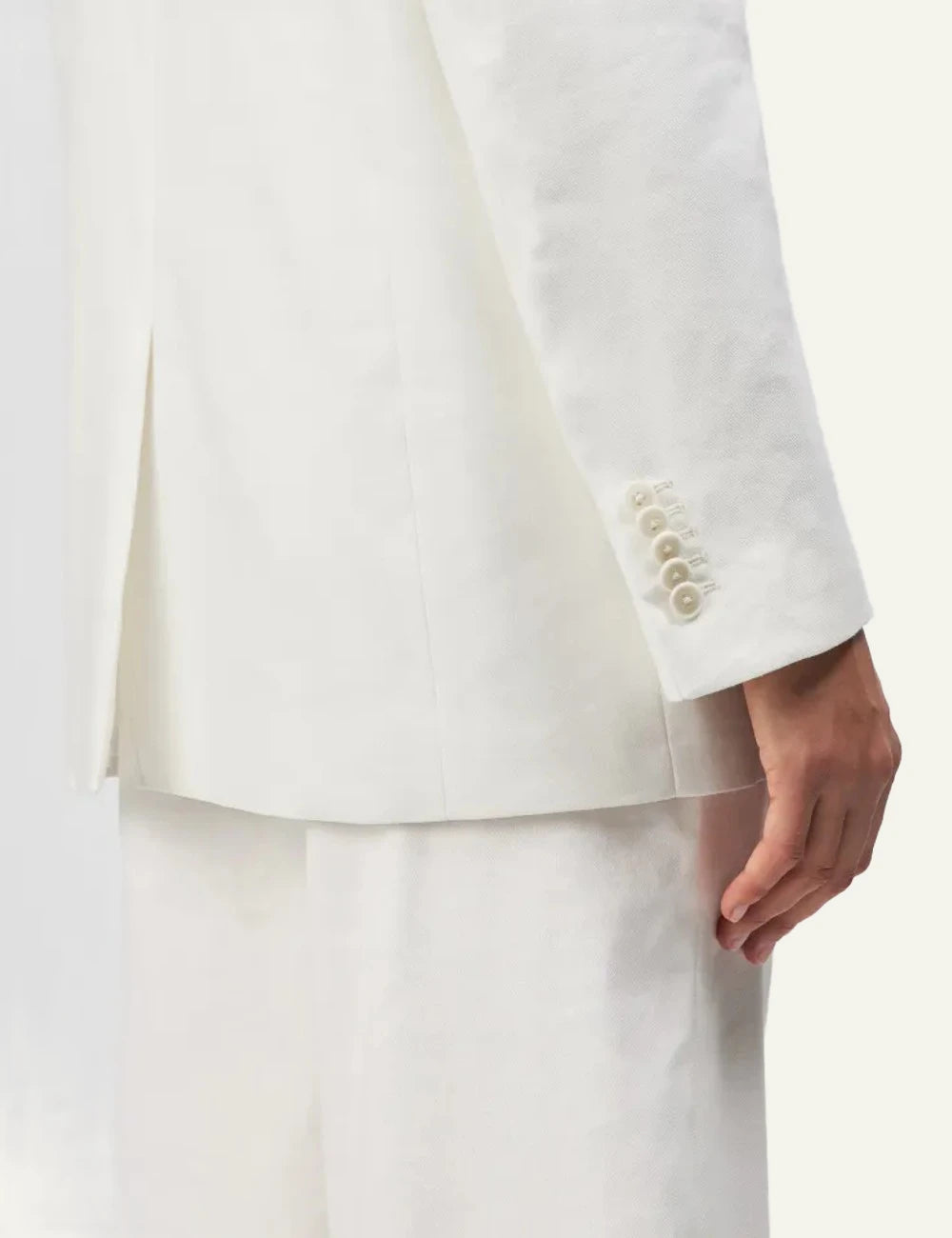 Drykorn GLENDALE blazer off white linen viscose relaxed boyfriend single breasted side detail view