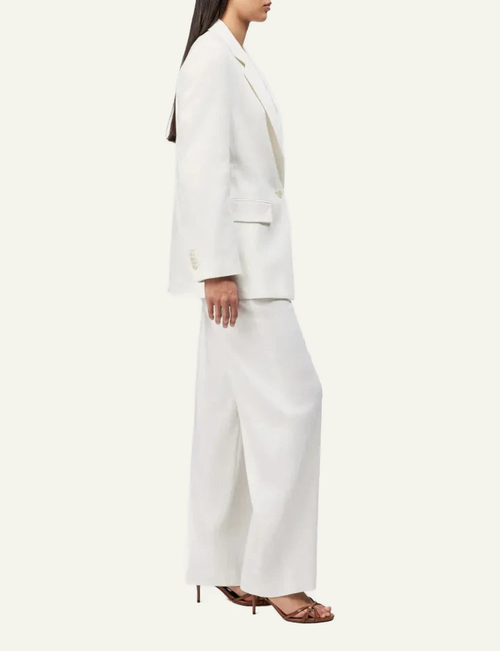 Drykorn GLENDALE blazer off white linen viscose relaxed boyfriend single breasted side view