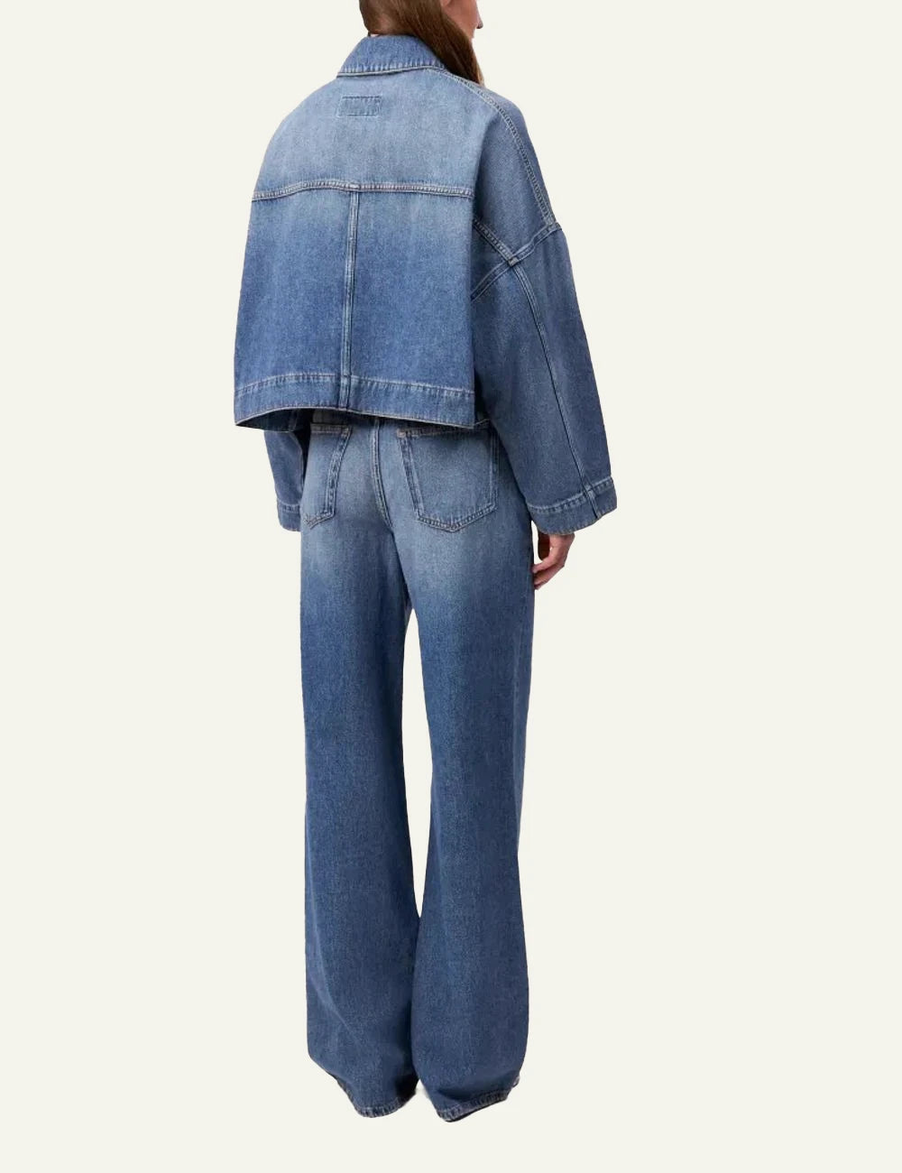 Drykorn HOLBROOKS denim jacket light blue oversized boxy cropped back view