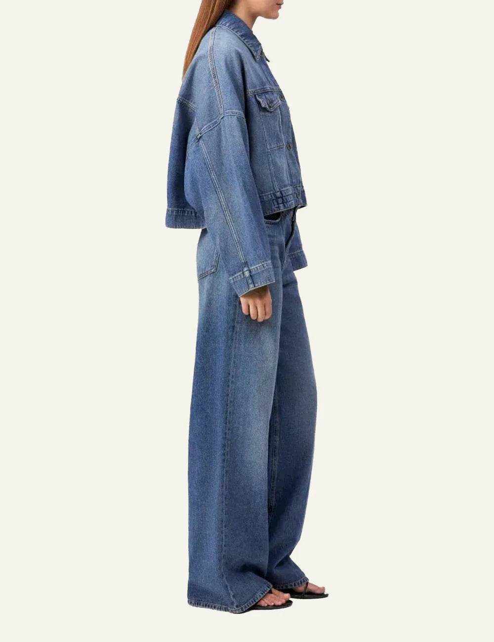 Drykorn HOLBROOKS denim jacket light blue oversized boxy cropped side view
