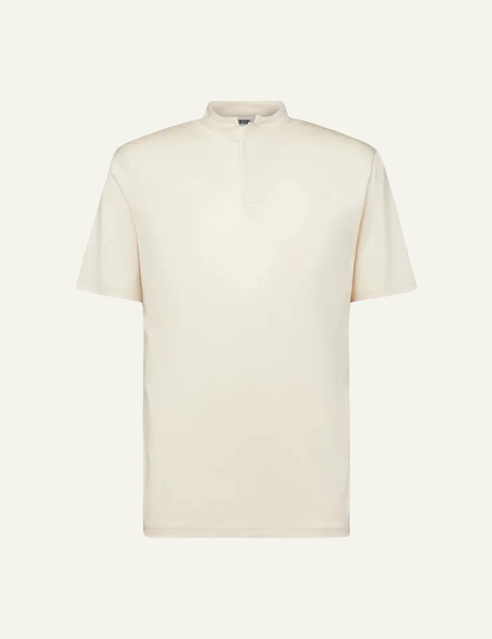 Drykorn Louis t-shirt cream stand collar short sleeve front flat view