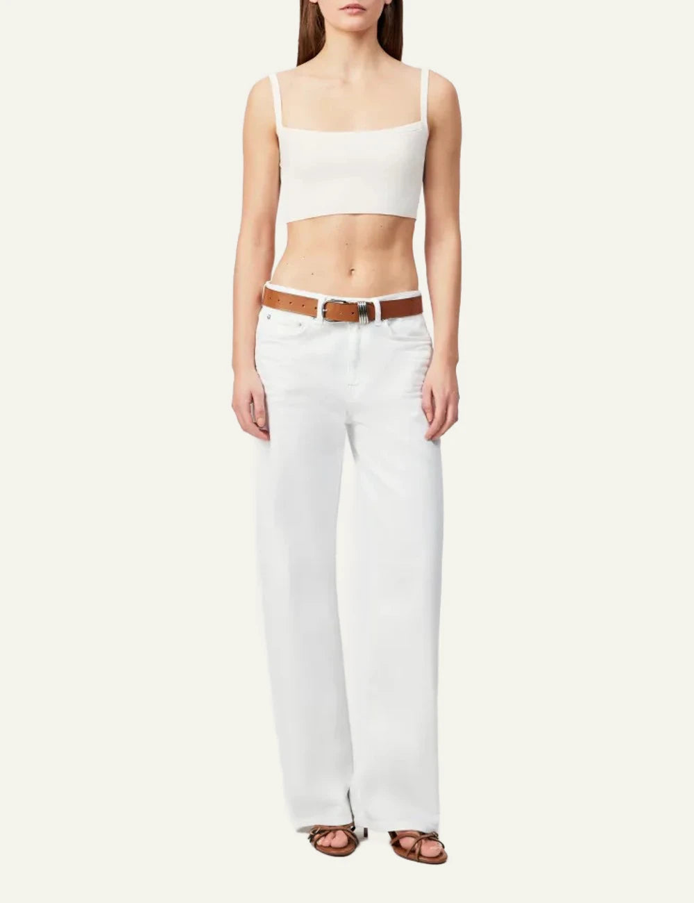 Drykorn MEDLEY jeans white barrel leg O-shape mid waist 5-pocket front full body view