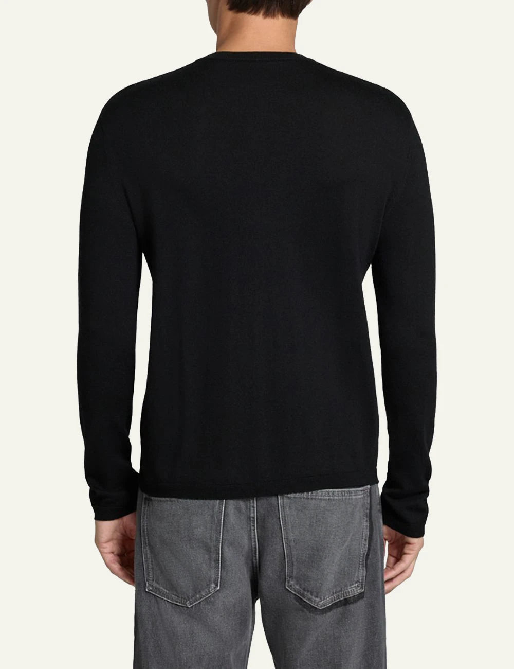 Men's DRYKORN black cotton knit sweater with Henley collar and button placket back