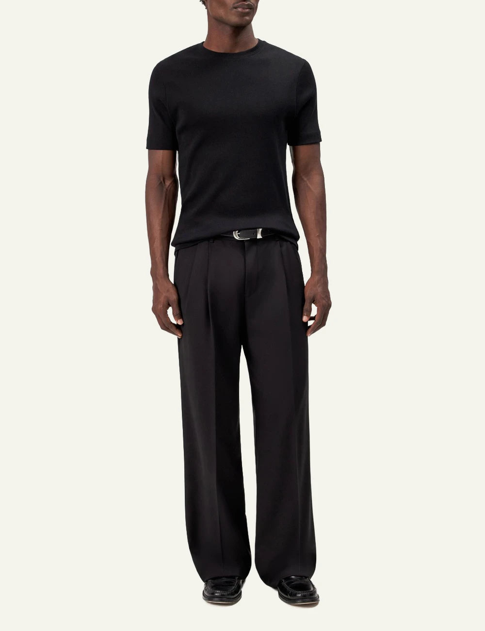 Men's Drykorn Enil black heavyweight cotton jersey slim fit T-shirt full body