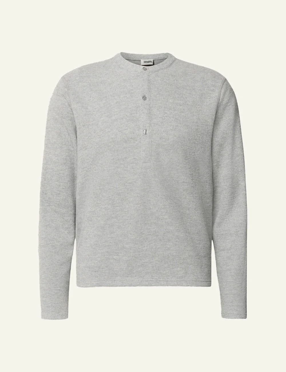Men's DRYKORN grey melange sweatshirt with button placket and crew neck