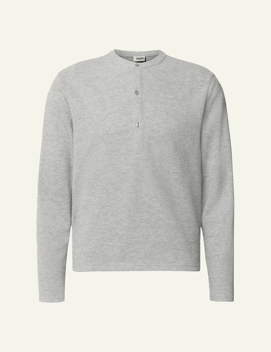 Men's DRYKORN grey melange sweatshirt with button placket and crew neck