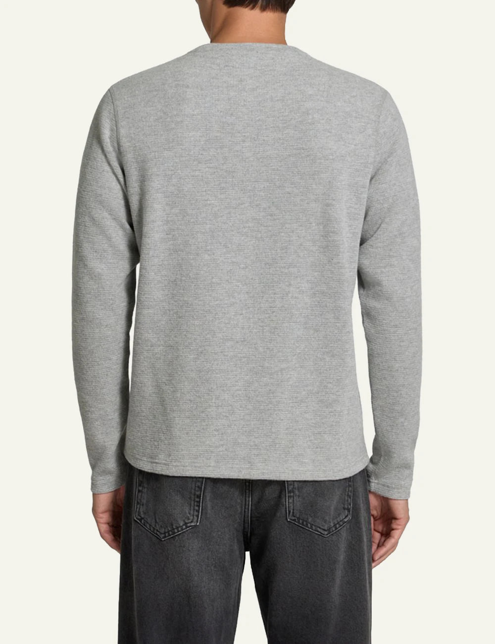 Men's DRYKORN grey melange sweatshirt with button placket and crew neck back