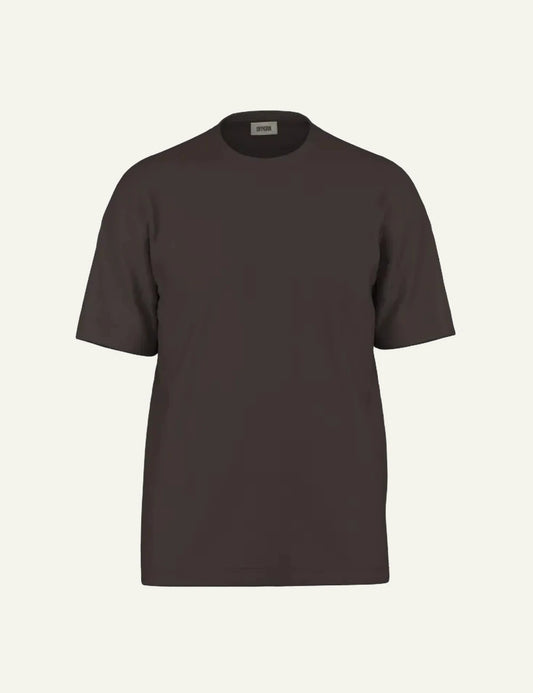 Men's Drykorn Raphael dark brown cotton crew neck regular fit T-shirt
