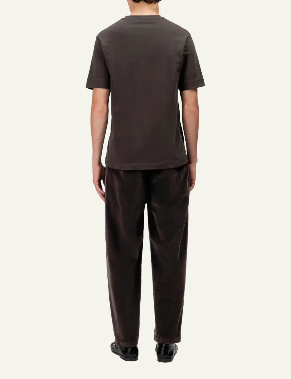Men's Drykorn Raphael dark brown cotton crew neck regular fit T-shirt back